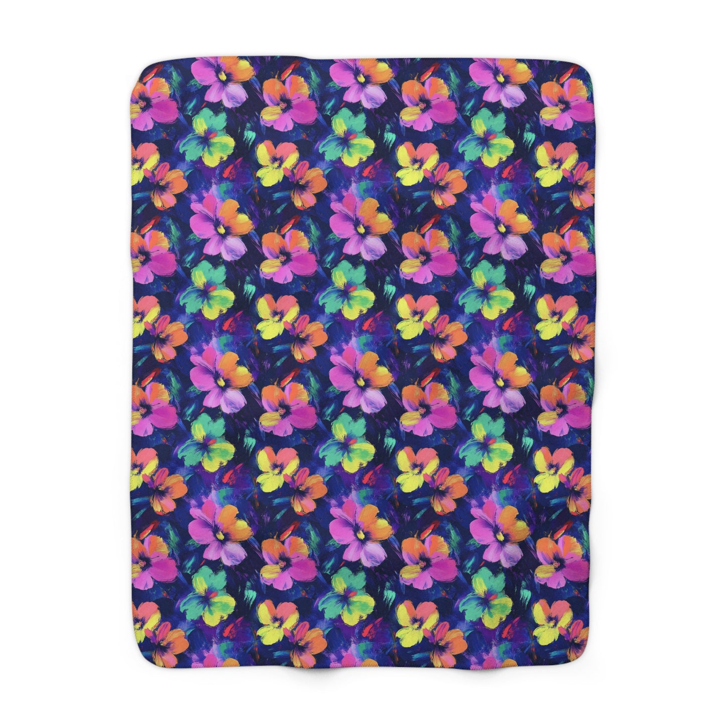 Watercolor Flowers Sherpa Fleece Blanket