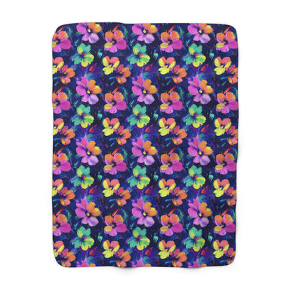 Watercolor Flowers Sherpa Fleece Blanket