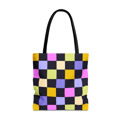 Joyful Checkerboard Canvas Tote Bag
