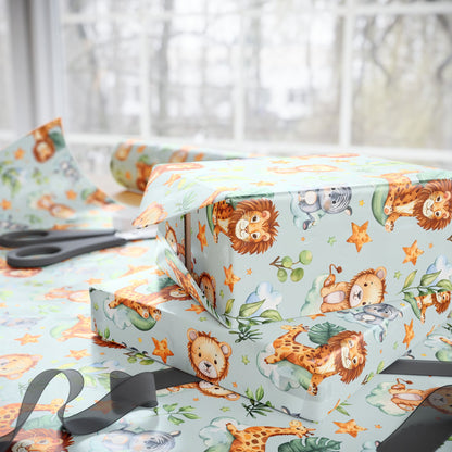 Cute Safari Animals Wrapping Paper