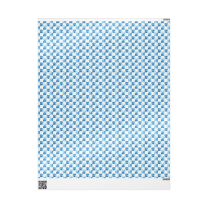 Cozy Blue Checkered Wrapping Paper