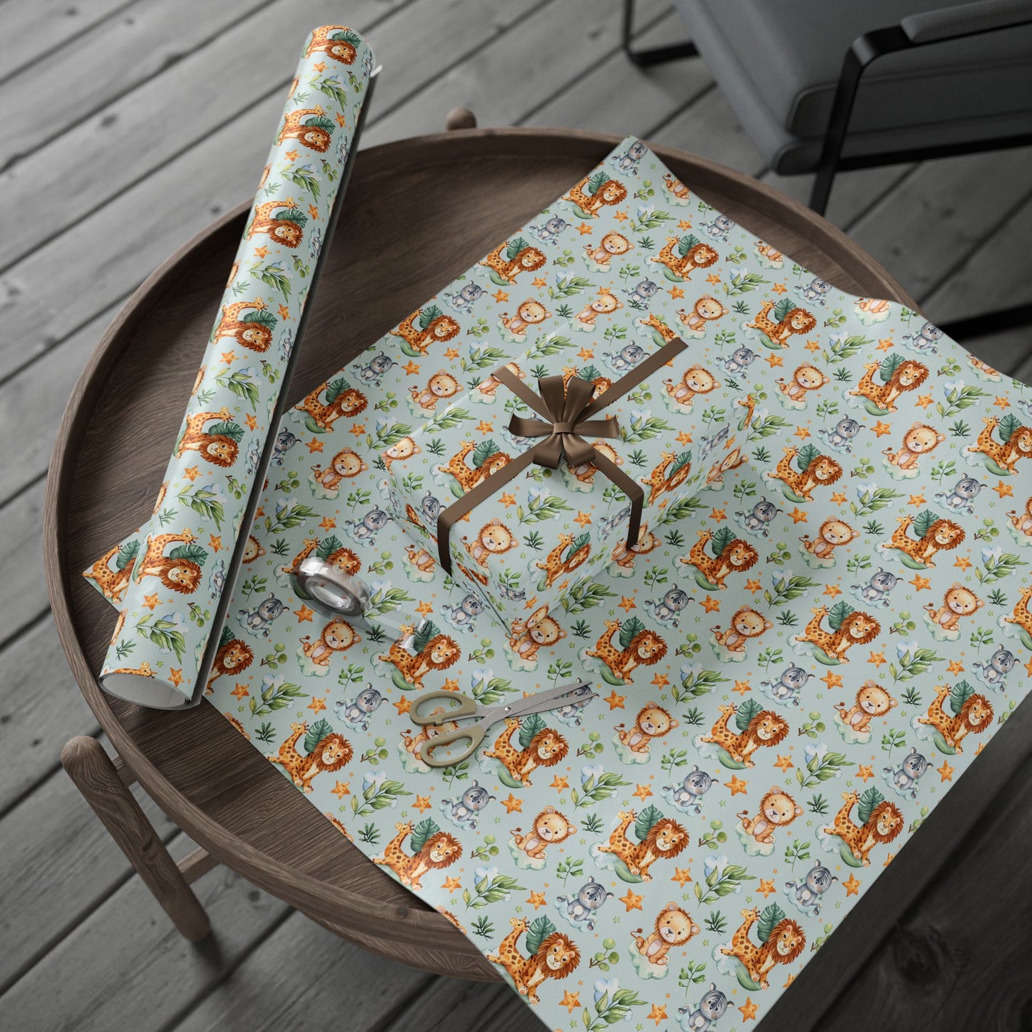 Cute Safari Animals Wrapping Paper