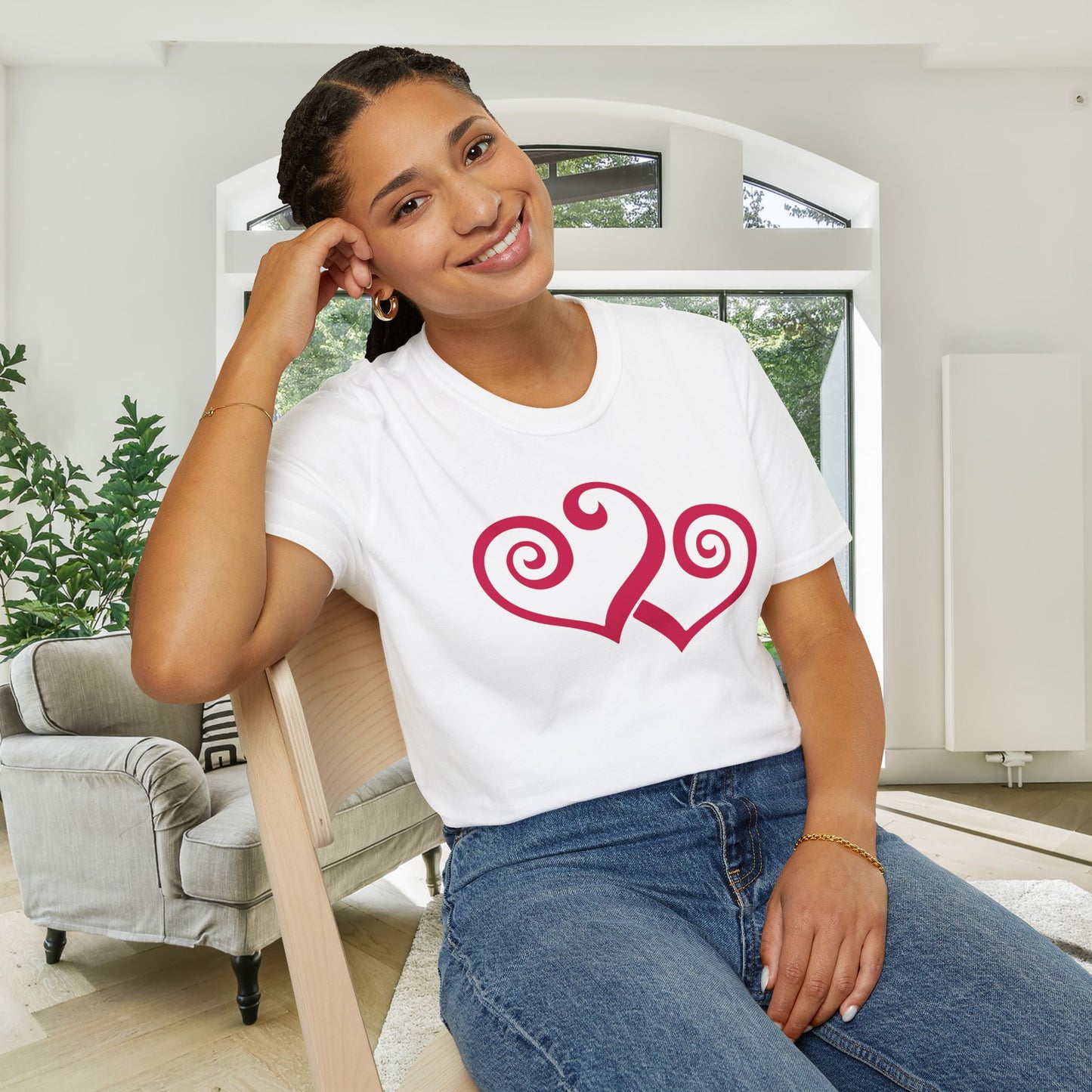 Double Hearts Adult Unisex Tshirt