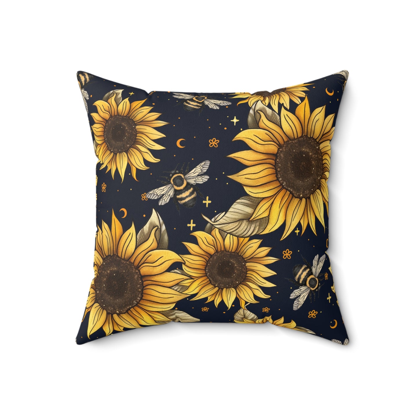 Sunflowers & Bees Throw Pillow