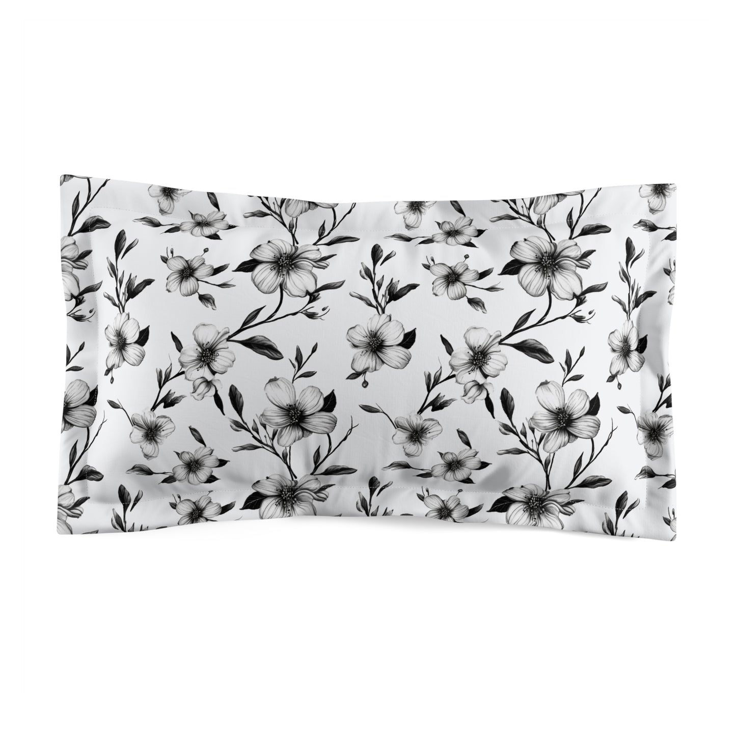 Black & White Five Petal Floral Basic Bedding Set