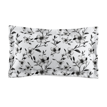 Black & White Five Petal Floral Basic Bedding Set