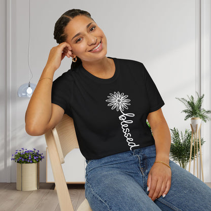 Blessed (Vertical, Floral) Adult T-shirt