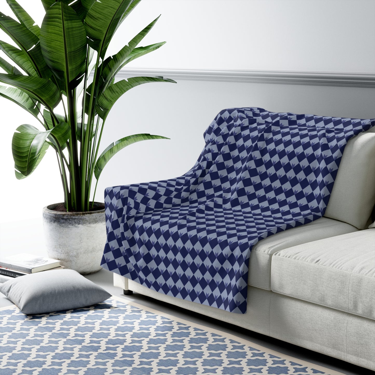 Diamond Bloom-Navy & Periwinkle Basic Bedding Set