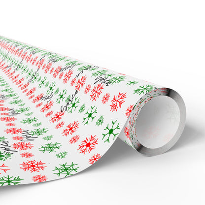 Red & Green Snowflakes Custom Name Wrapping Paper (Soren)