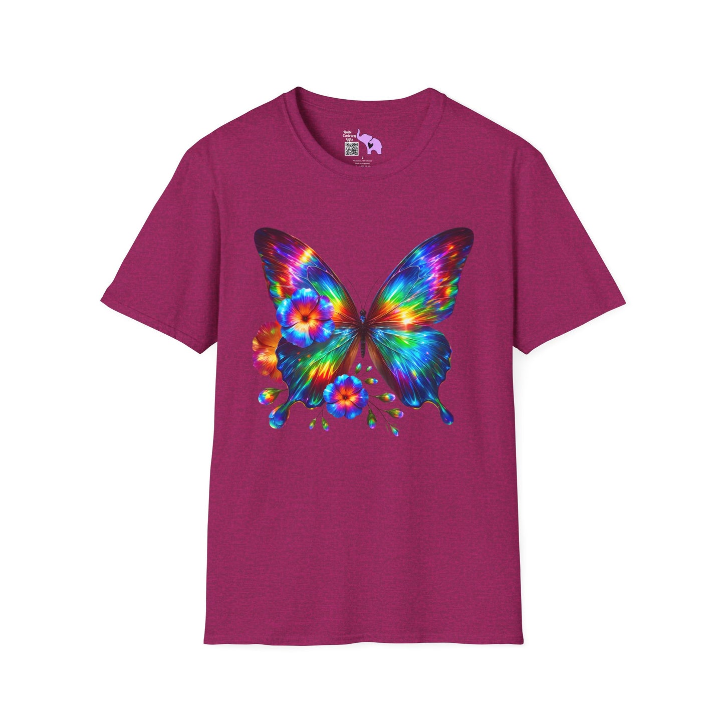 Colorful Butterfly & Flowers Adult T-shirt