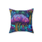 Trippy Purple Mushrooms Throw Pillow