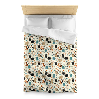 Whiskered Wonders Microfiber Duvet Cover
