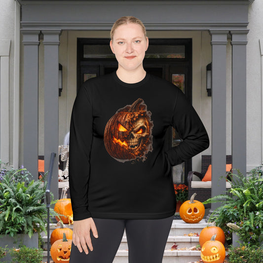 Crumbling Jack-O'-Lantern Skull  Adult Long Sleeve Tee