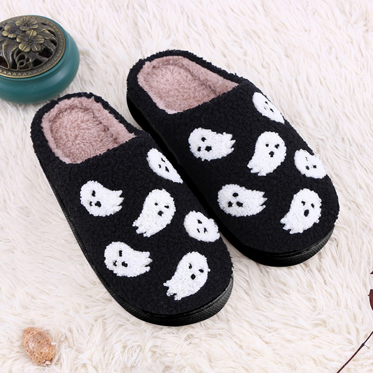 Cozy Halloween Ghost Slippers