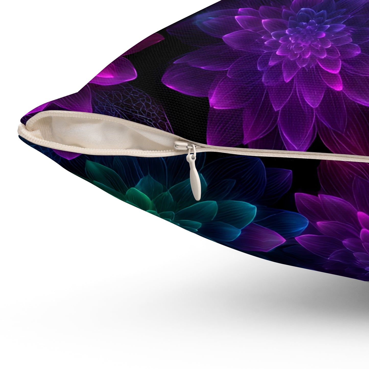 Neon Lotus Blooms Throw Pillow