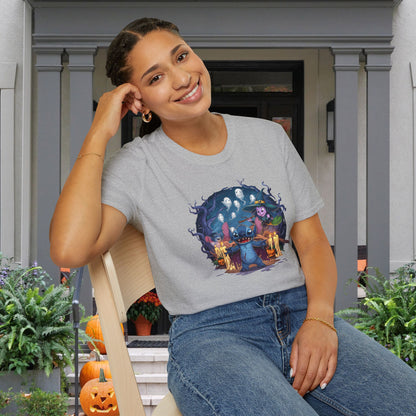 Halloween Stitch w/Ghosts and Witch Adult T-shirt
