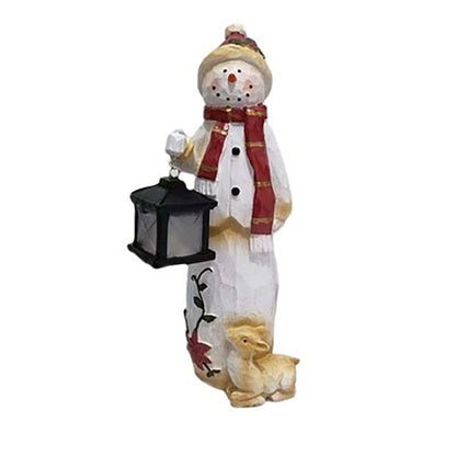 Santa/Snowman Under Street Lamp Resin Decor