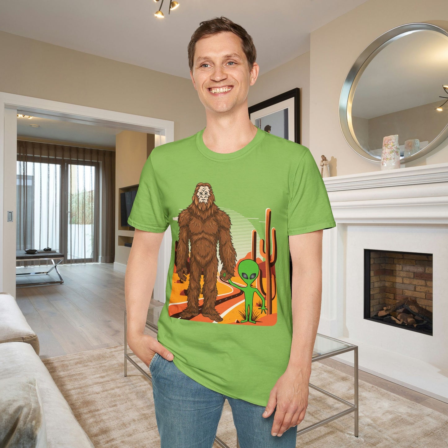 Bigfoot & Alien Adult T-shirt