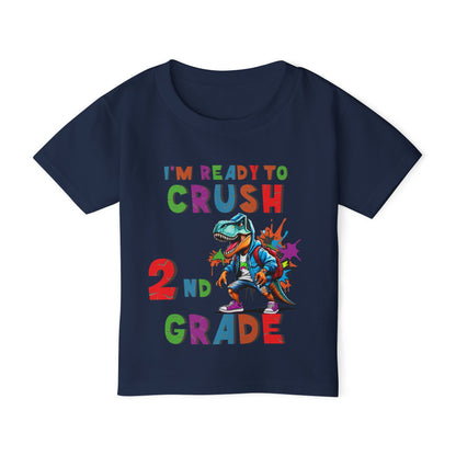 I'm Ready to CRUSH 2nd Grade Dinosaur Heavy Cotton™ Toddler T-shirt