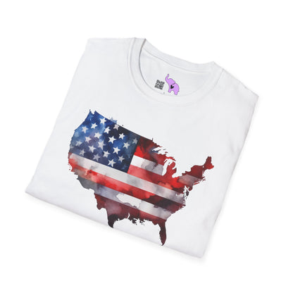 American-Shaped Flag Watercolor Adult T-Shirt