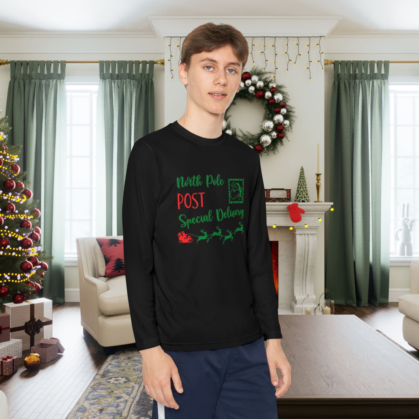 North Pole Post Special Delivery Youth Long Sleeve Tee
