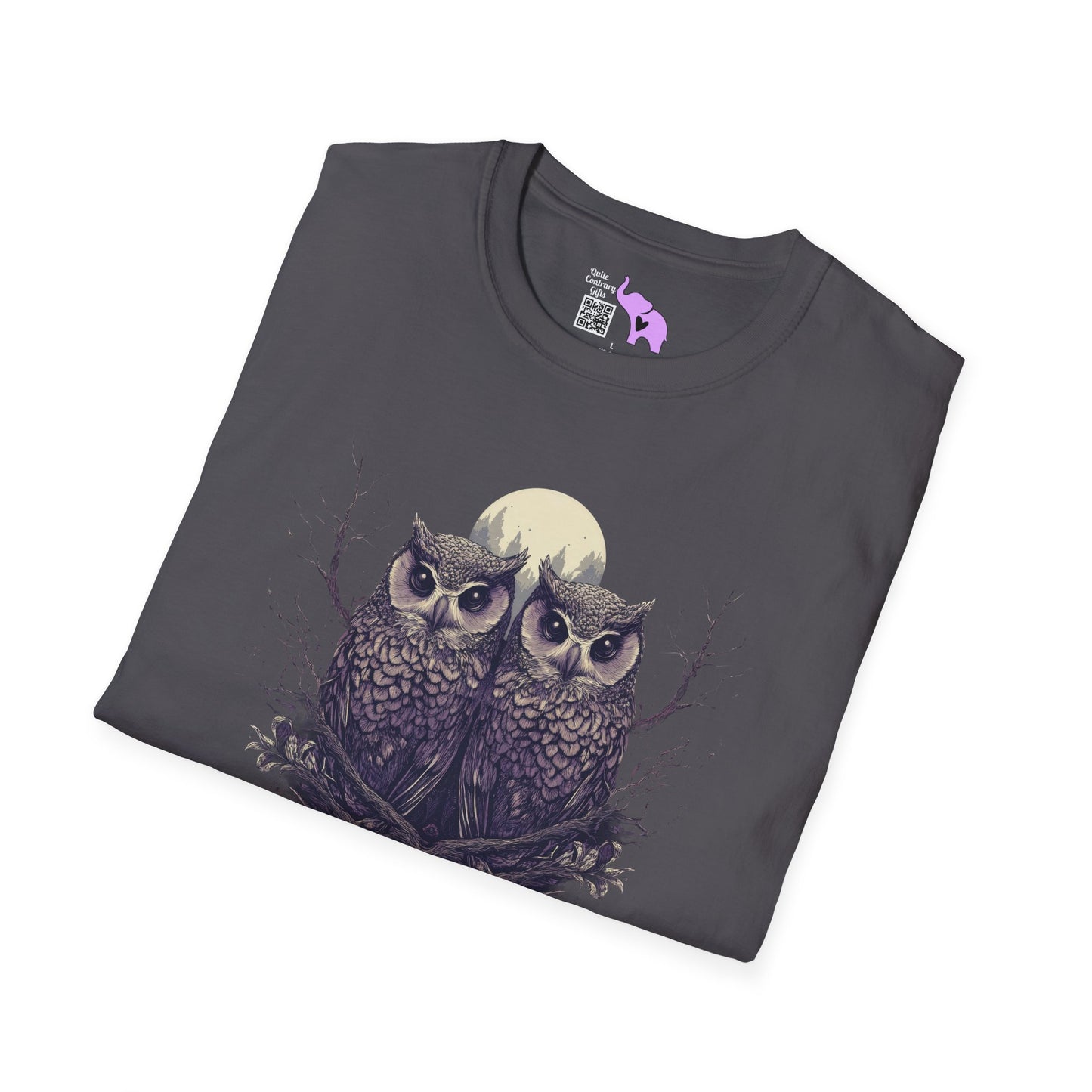Owls with Full Moon Adult T-shirt
