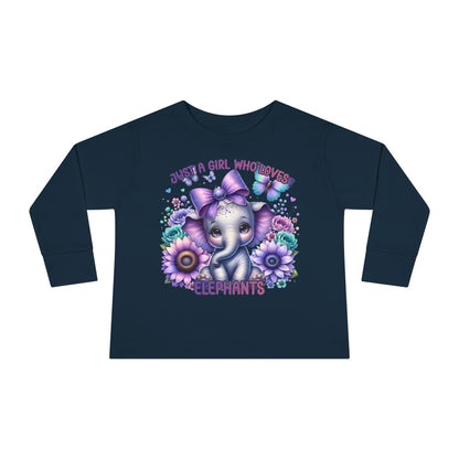Just A Girl Who Loves Elephants Toddler Long Sleeve Tee