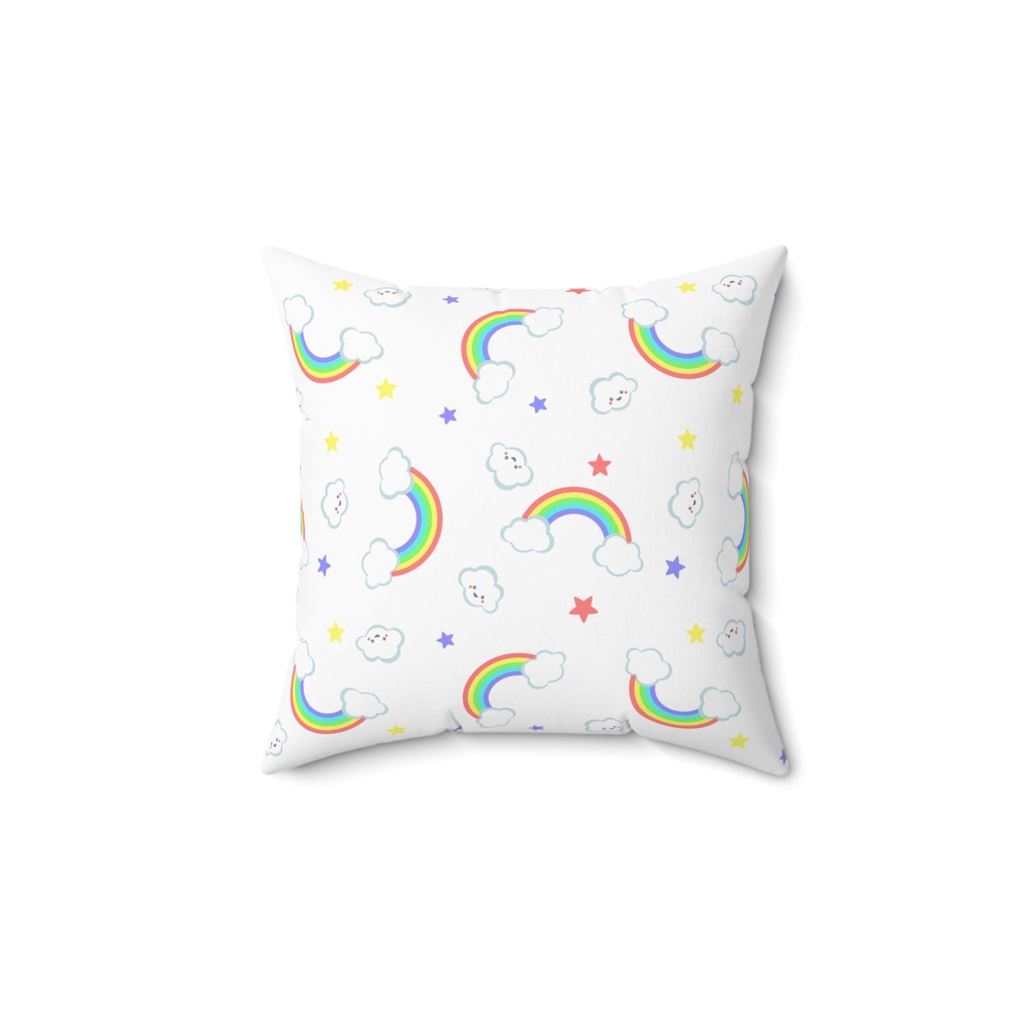 Rainbow Smiles & Stars Throw Pillow