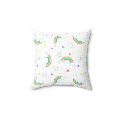 Rainbow Smiles & Stars Throw Pillow