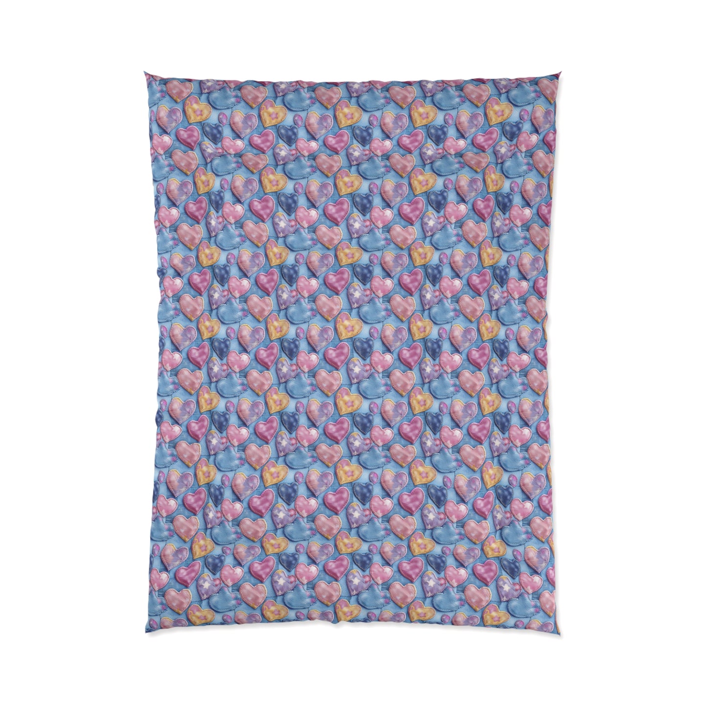 Color Pop Stitched Hearts Comforter