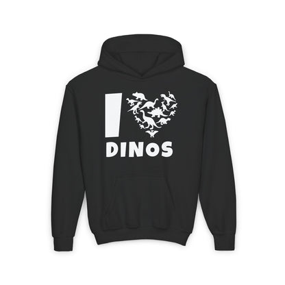 I Love Dinos (Dino Heart) Youth Heavy Blend Hoodie