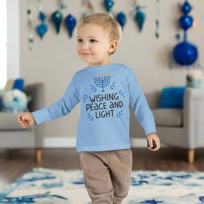 Hanukkah Wishing Peace & Light Toddler Long Sleeve Tee