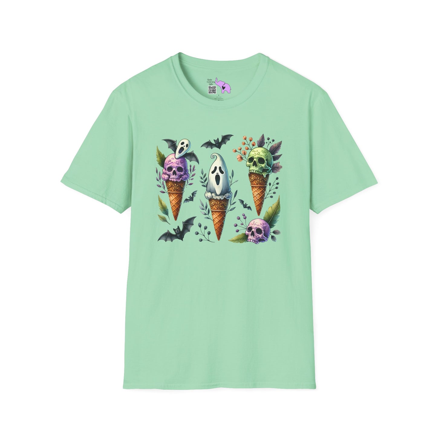 Ice Cream Cones w/Pumpkins and Ghost Adult  T-shirt