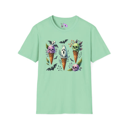 Ice Cream Cones w/Pumpkins and Ghost Adult  T-shirt