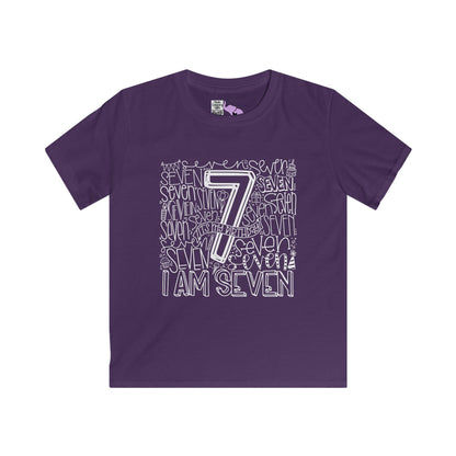 I Am Seven Typography Youth Softstyle Tee