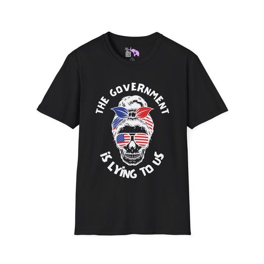 The Government is Lying To Us Female Skull/Glasses Adult T-shirt