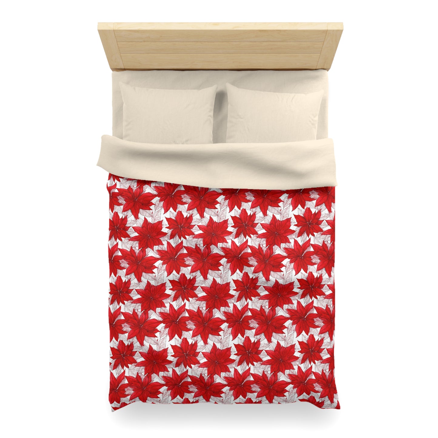Crimson Poinsettia Sketch Microfiber Duvet Cover