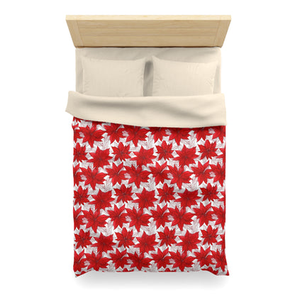 Crimson Poinsettia Sketch Microfiber Duvet Cover