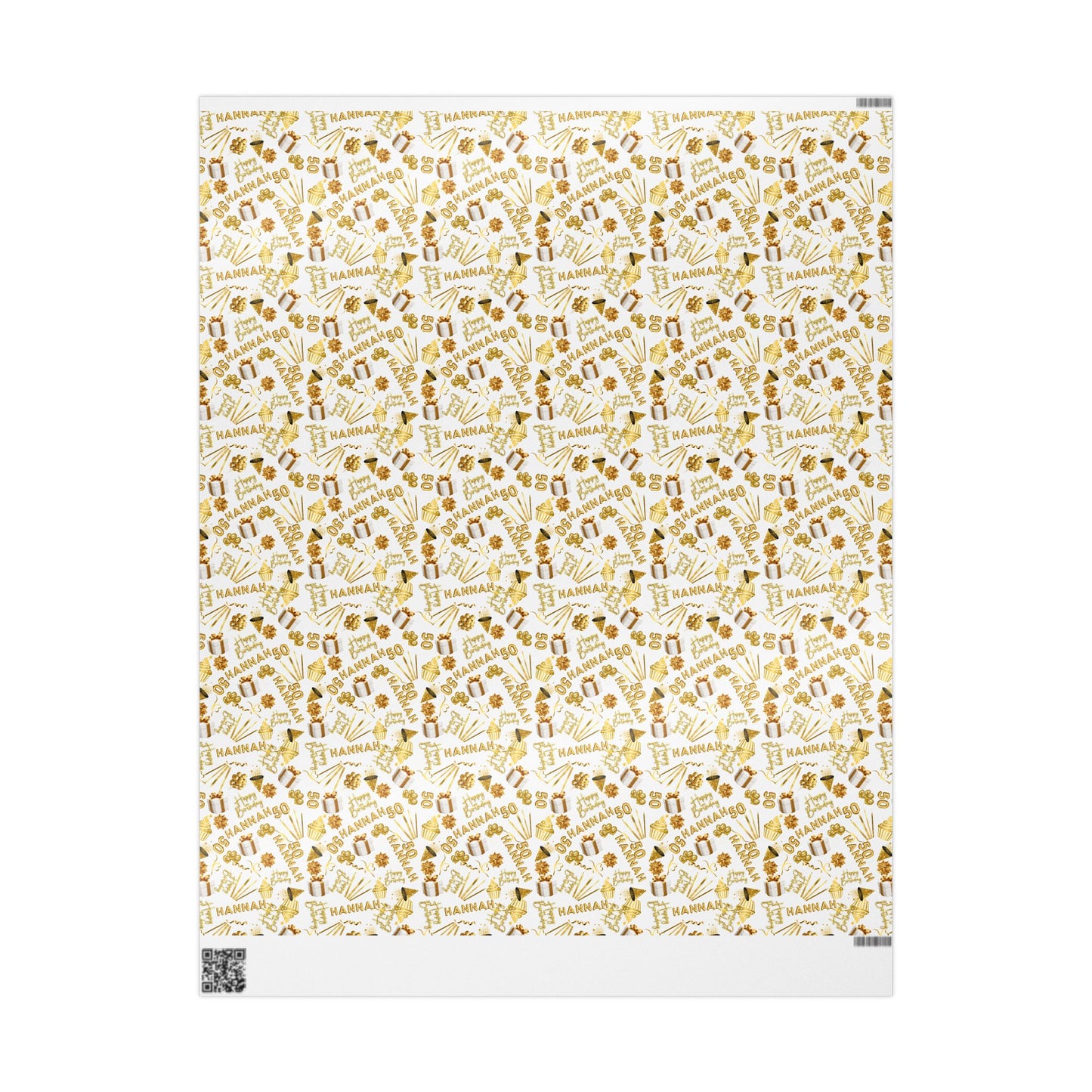 Gold Elegant Birthday Custom Name Wrapping Paper (Hannah)