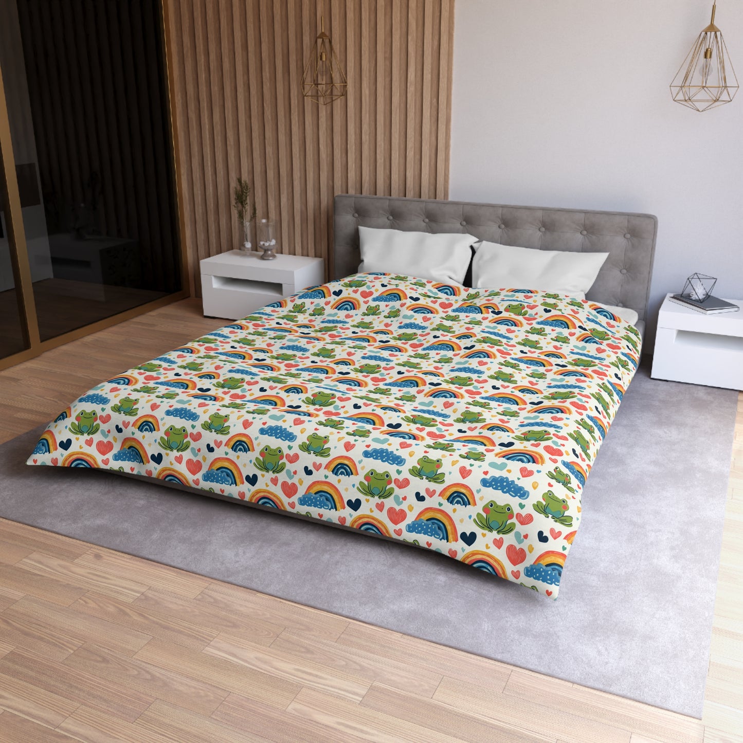 Ribbit Rainbows Duvet Bedding Set