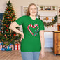 Candy Cane Heart Adult T-shirt