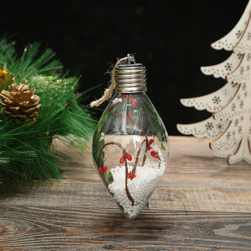 Retro Christmas Bulb Lighted Winter Scene Dry Snow Globe