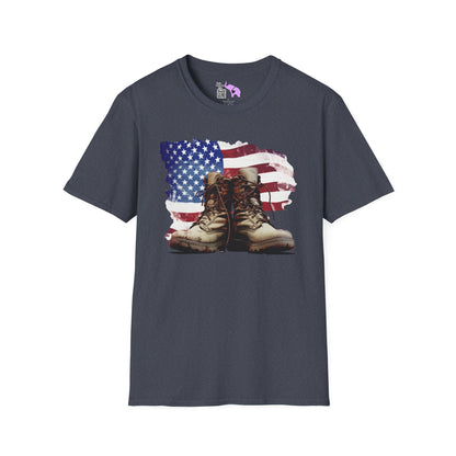 American Flag & Boots Adult T-shirt