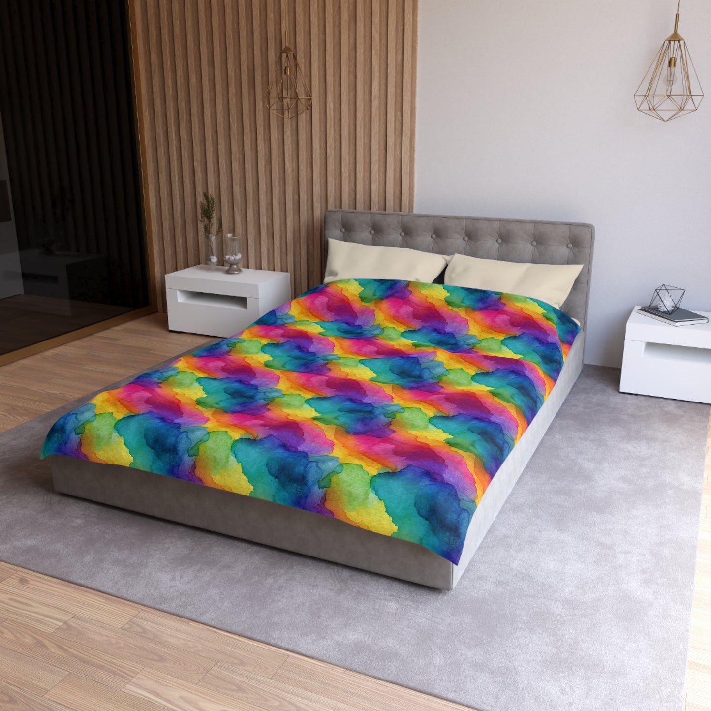 Rainbow Watercolors Duvet Bedding Set