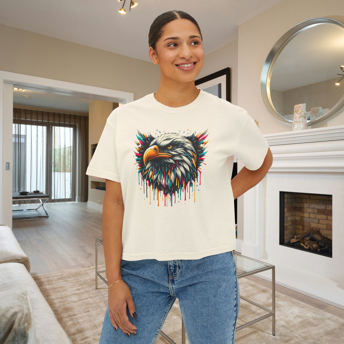 Colorful Bald Eagle Women's Boxy Tee