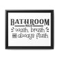 Bathroom Rules Wash Brush & Always Flush Framed Canvas Bathroom Art