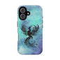 Phoenix Silhouette Over Teal Nebula MagSafe® Compatible Tough Case for iPhone