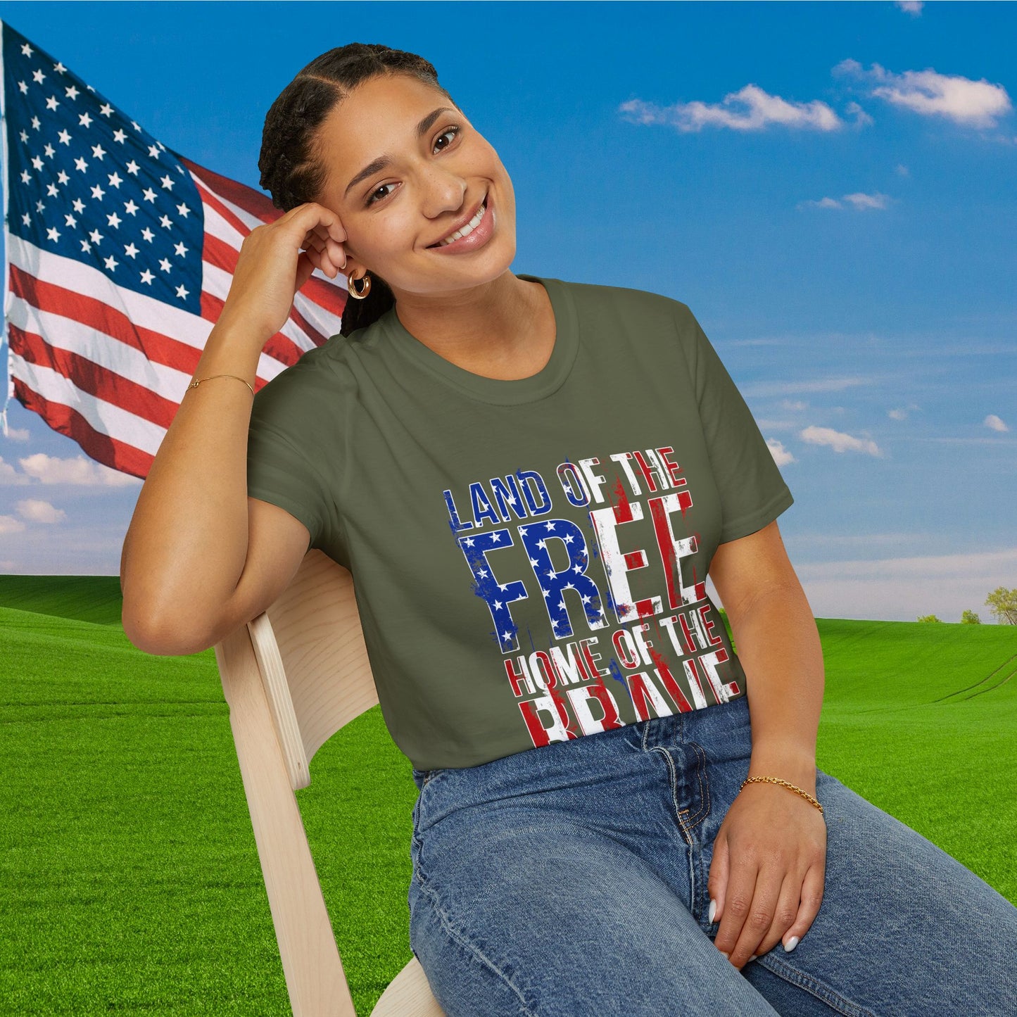 Land of the Free Home of the Brave Adult T-Shirt
