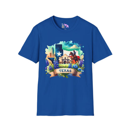 Texas Alamo & Bluebonnets Adult T-shirt