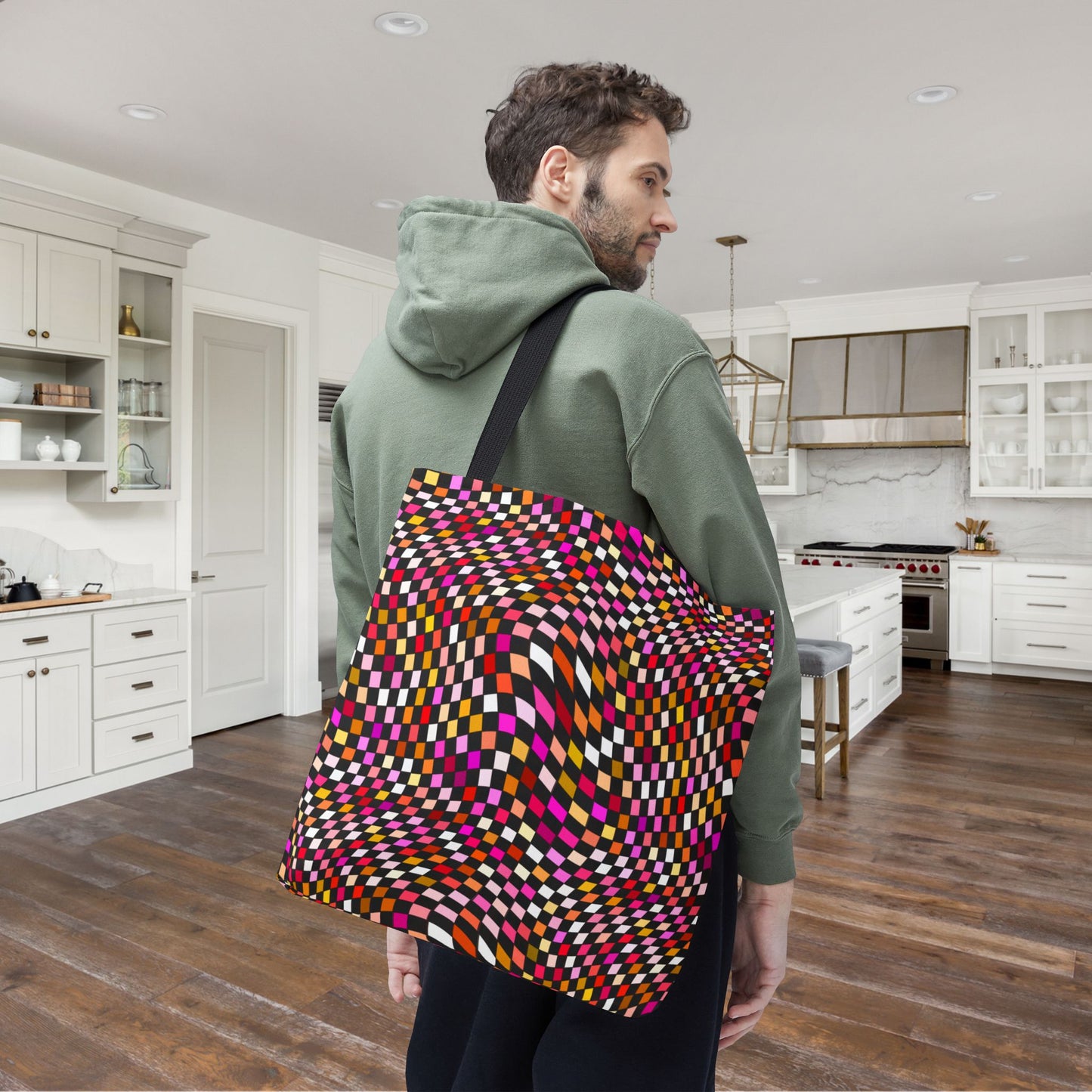 Warped Red Checkered Canvas Tote Bag